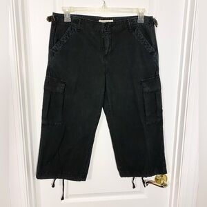 Y2K PD&C Cargo Tie Hem Capri Pants Black 30 Paper Denim & Cloth